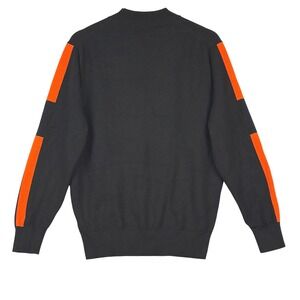 Hermes Men Sweater XL Black Orange Stripe Mock Neck Logo Knit Italy Old Money